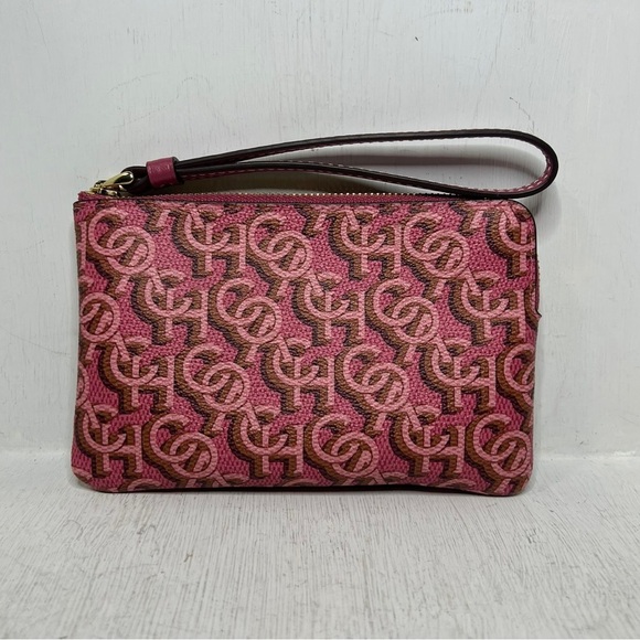 Coach Handbags - COACH CORNER ZIP WRISTLET WITH SIGNATURE MONOGRAM PRINT